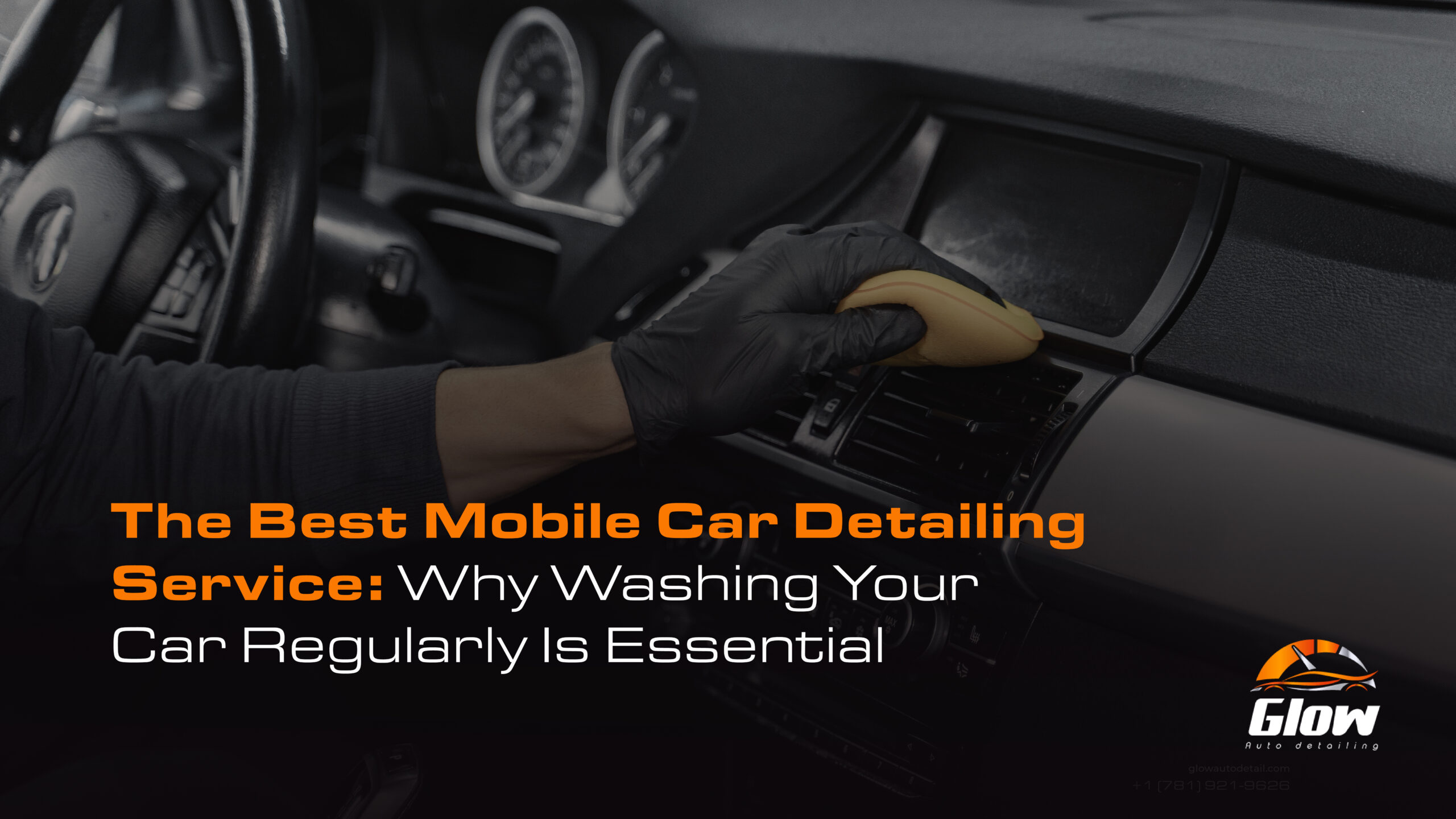 Mobile car detailing service cleaning a vehicle exterior and interior in Boston driveway